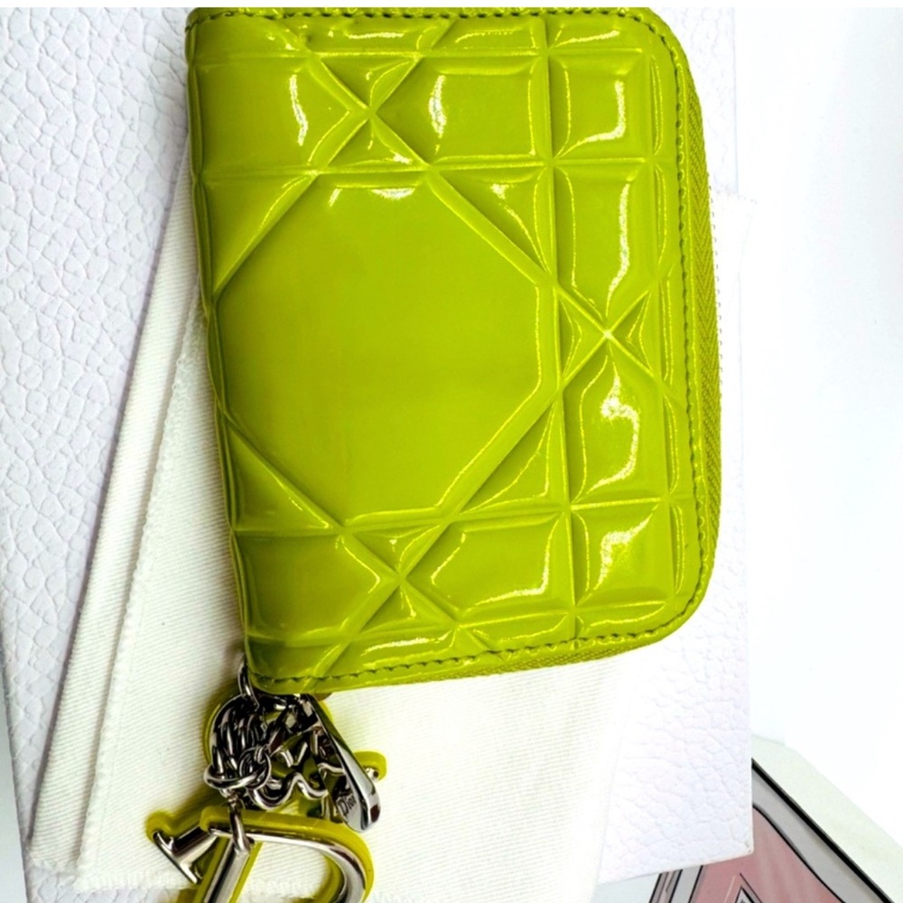 Christian Dior Lady Dior Neon Green Coin Purse 💚